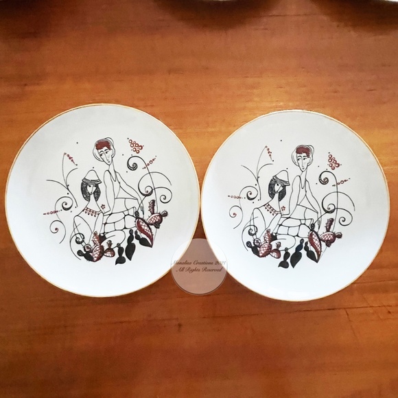 Naaman Israel Porcelain Plates Set of 8 Pieces Vintage Folklore Motif Judaica - Picture 2 of 15